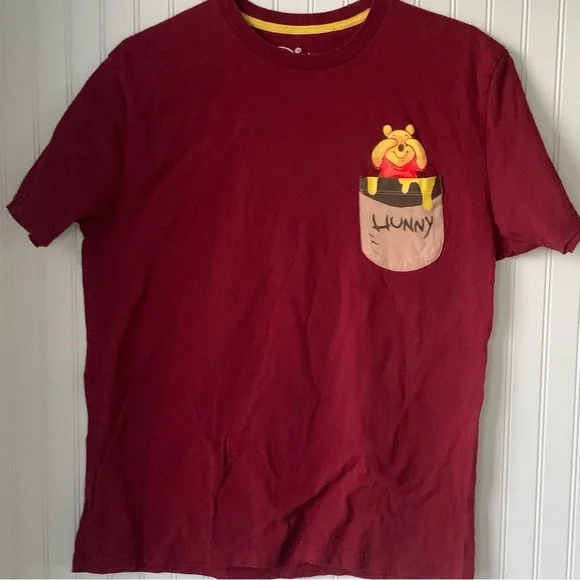 Disney Pooh (Large) T-Shirt, Short Sleeve, Maroon either Pooh on pocket - Picture 6 of 6